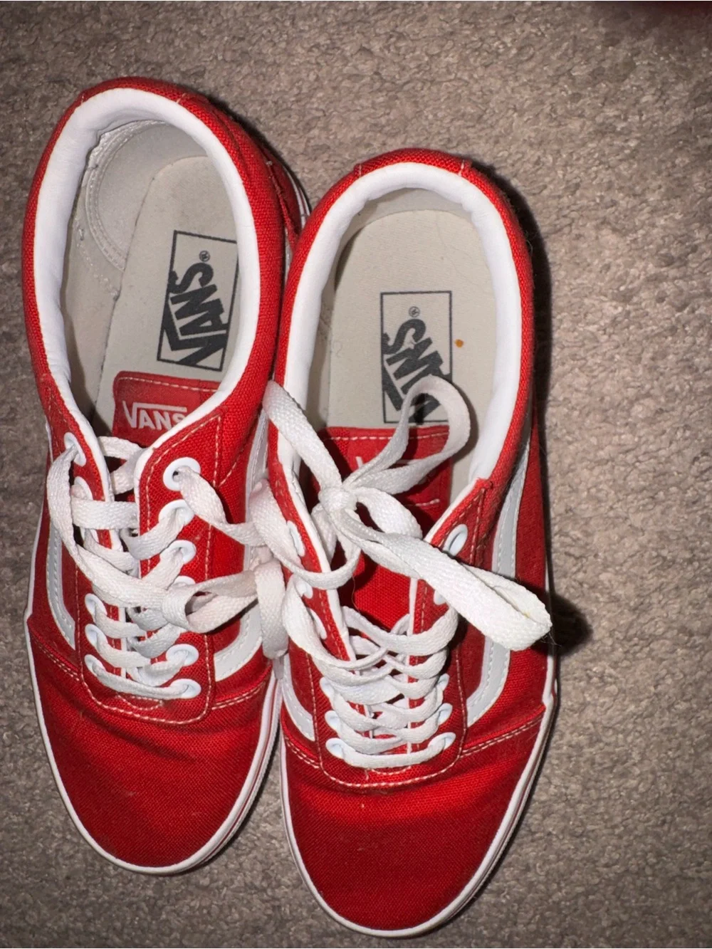 Vans Red and White Old Skool Athletic Shoes